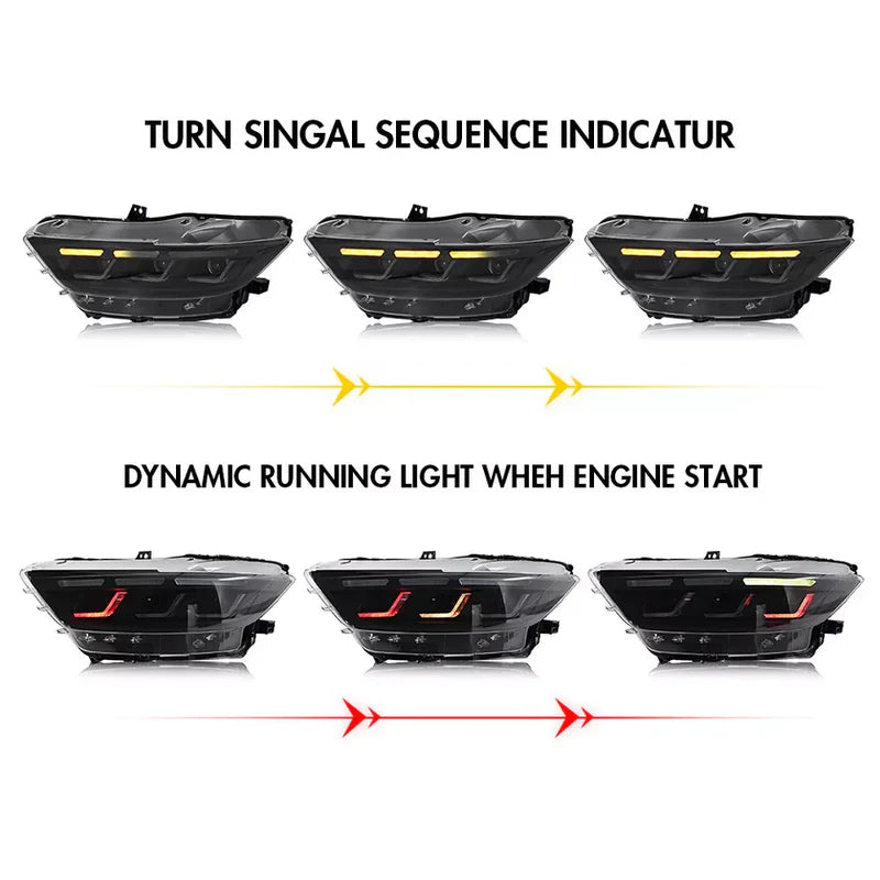 Ford Mustang – RGB DRL LED Headlights Set (2015–2022)